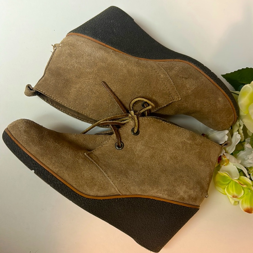 SPERRY Stella Wedge LEATHER Tan Ankle BOOTIES Size 7.5 - Picture 3 of 9